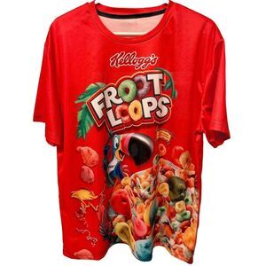 Kellogg’s Froot Loops -Toucan Sam, Red Men’s XL Polyester Oversized T-shirt EUC